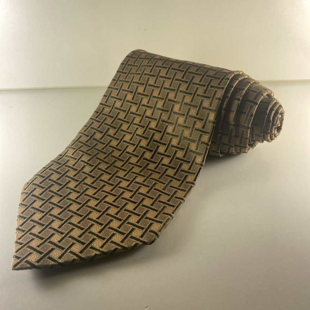 Vintage Principe 100% Silk  Geometric Basketweave Necktie 57" 4" Made in Italy